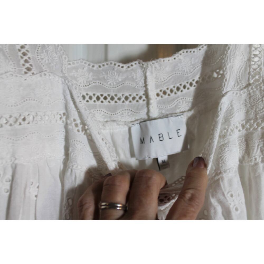 Mable White Eyelet Babydoll Dress sz M - Picture 5 of 5